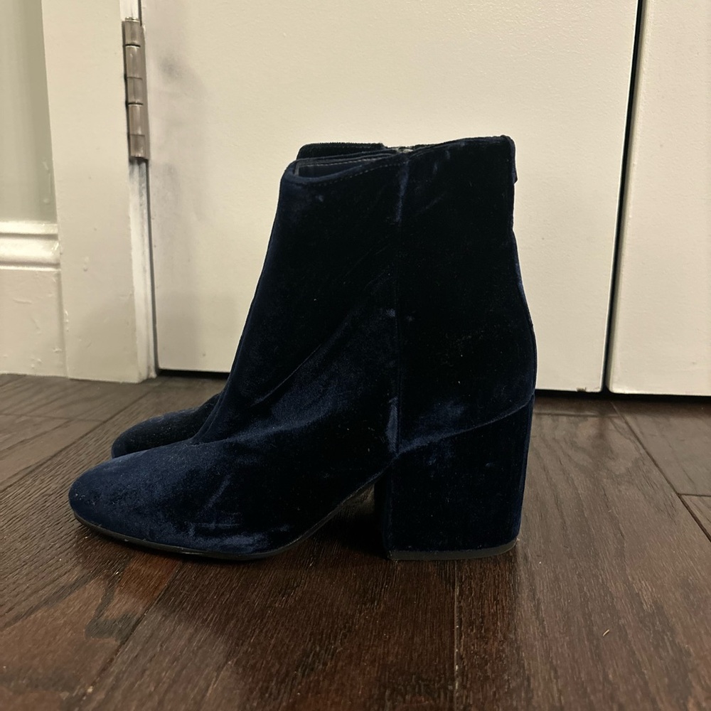 Sam Edelman Velvet Ankle Boots - Navy